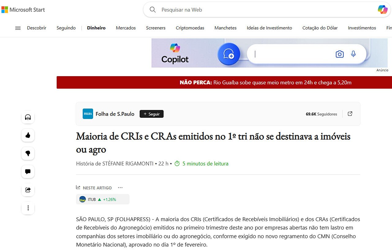 Maioria de CRIs e CRAs emitidos no 1 tri no se destinava a imveis ou agro